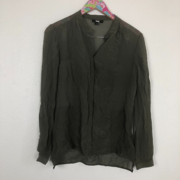 PAIGE Tops - Paige olive green sheer top size S 1048